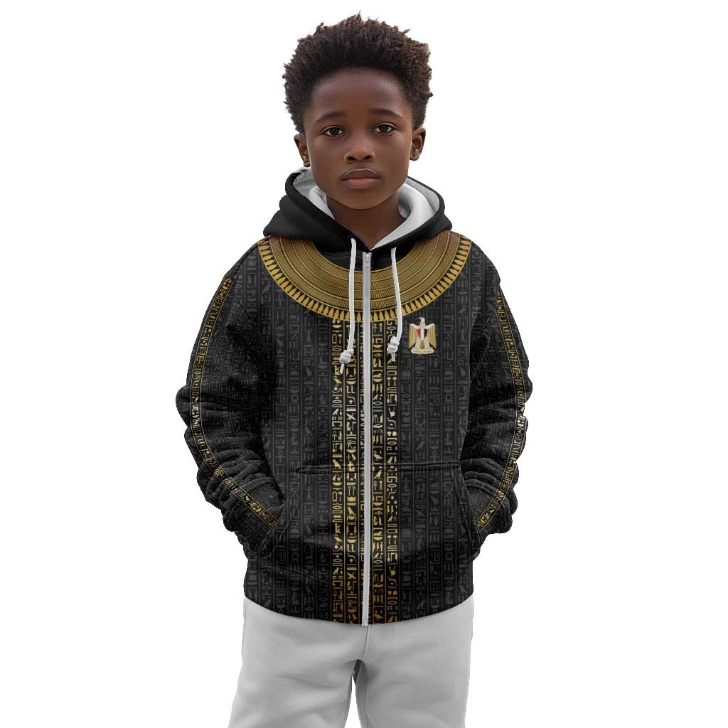 World Football 2026 Egypt Custom Kid Hoodie Ancient Egyptian Hieroglyphs - African Pride