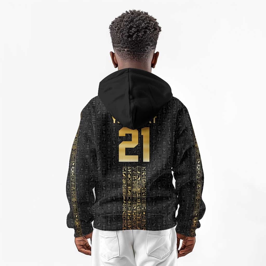 World Football 2026 Egypt Custom Kid Hoodie Ancient Egyptian Hieroglyphs - African Pride