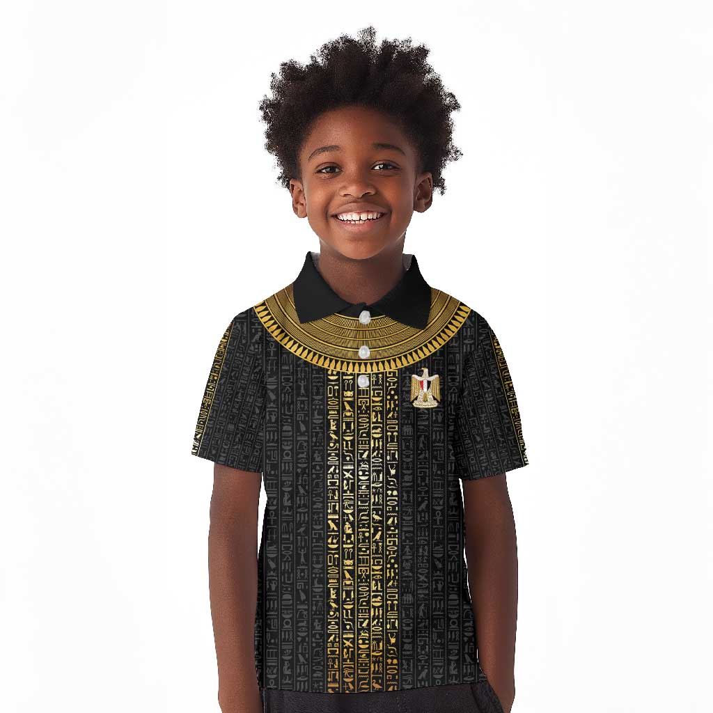 World Football 2026 Egypt Custom Kid Polo Shirt Ancient Egyptian Hieroglyphs - African Pride