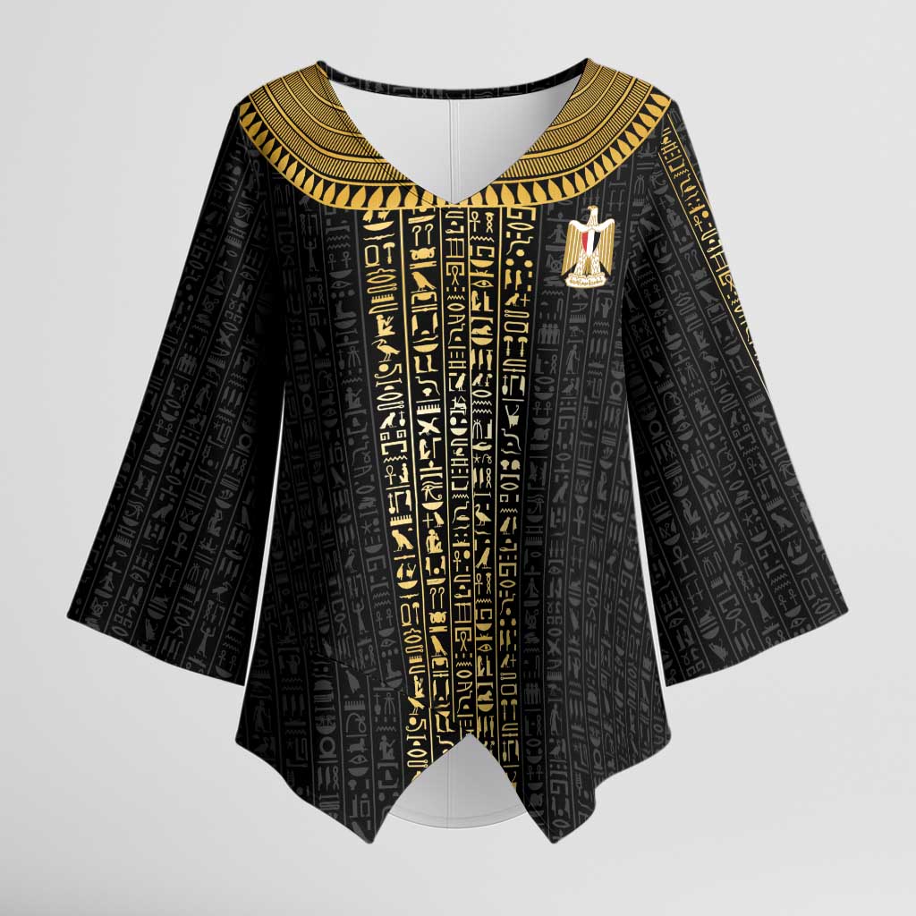 World Football 2026 Egypt Custom Kimono Sleeve Blouse Ancient Egyptian Hieroglyphs - African Pride