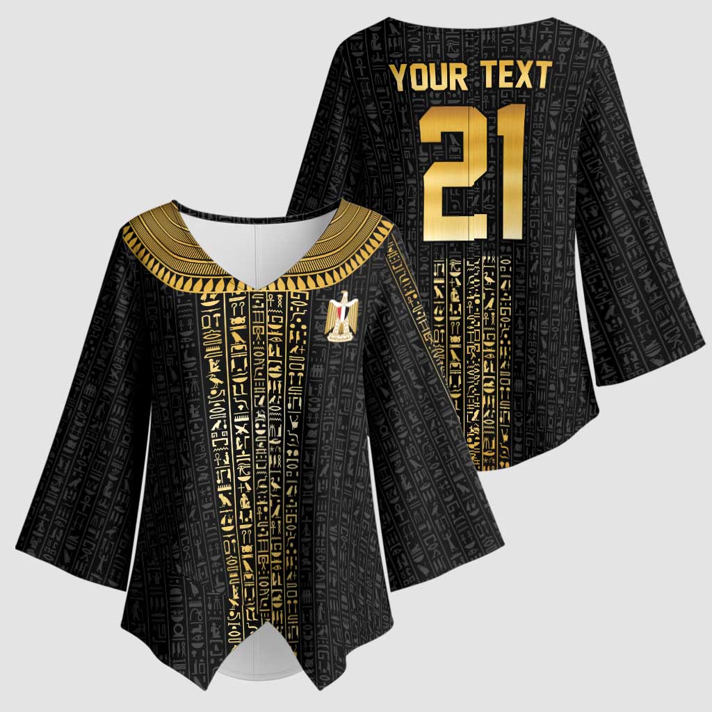 World Football 2026 Egypt Custom Kimono Sleeve Blouse Ancient Egyptian Hieroglyphs - African Pride