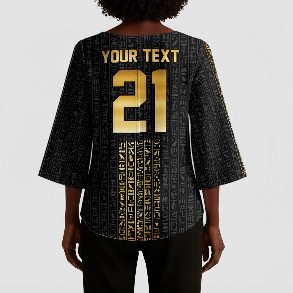 World Football 2026 Egypt Custom Kimono Sleeve Blouse Ancient Egyptian Hieroglyphs - African Pride