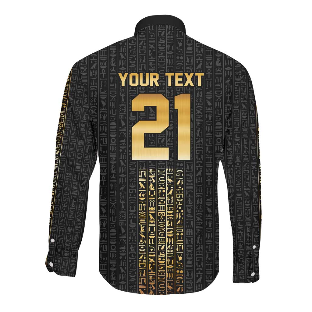 World Football 2026 Egypt Custom Long Sleeve Button Shirt Ancient Egyptian Hieroglyphs - African Pride