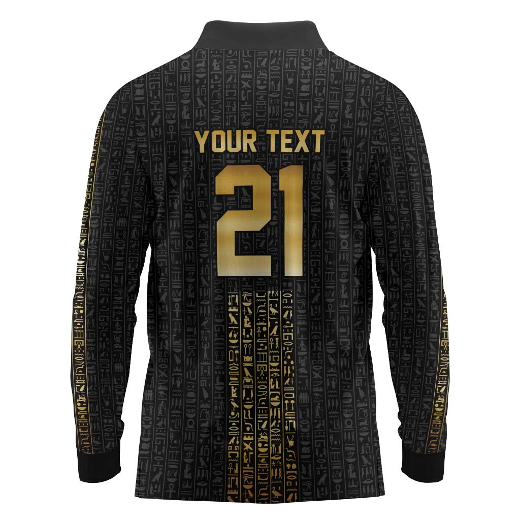 World Football 2026 Egypt Custom Long Sleeve Polo Shirt Ancient Egyptian Hieroglyphs - African Pride