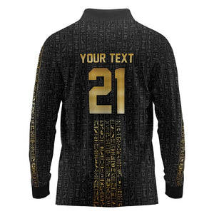 World Football 2026 Egypt Custom Long Sleeve Polo Shirt Ancient Egyptian Hieroglyphs - African Pride