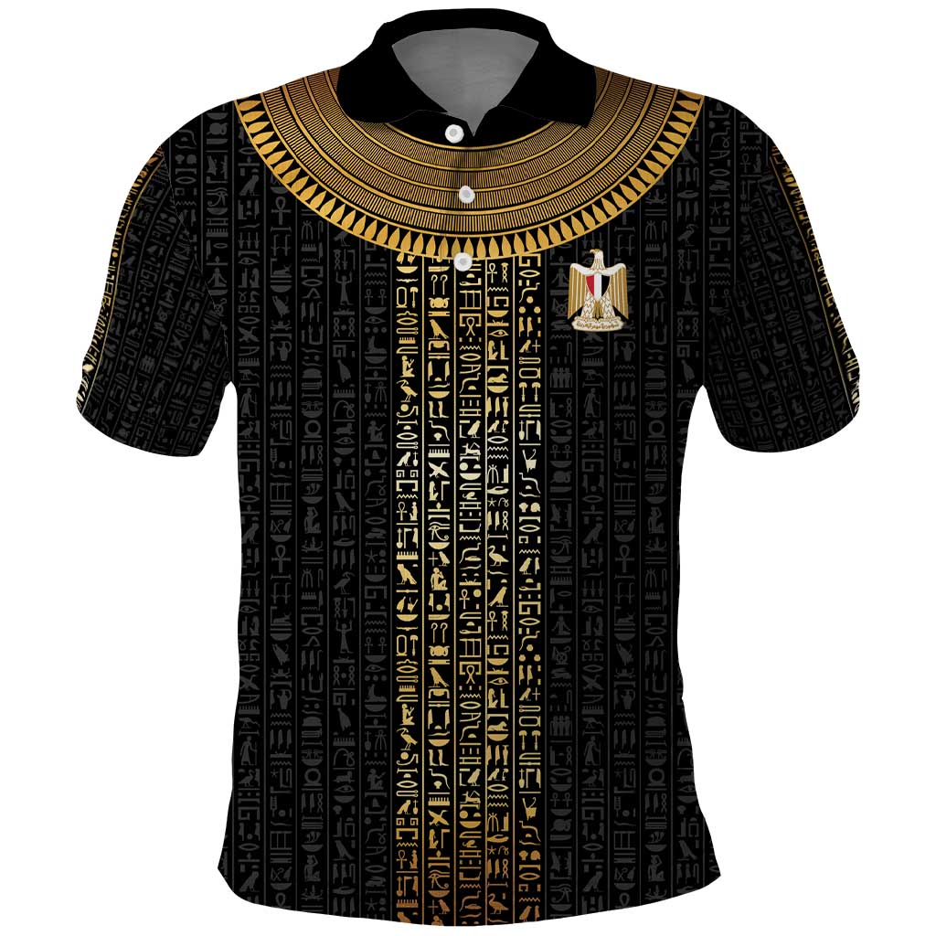 World Football 2026 Egypt Custom Polo Shirt Ancient Egyptian Hieroglyphs - African Pride