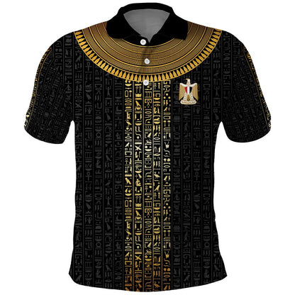 World Football 2026 Egypt Custom Polo Shirt Ancient Egyptian Hieroglyphs - African Pride