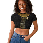 World Football 2026 Egypt Custom Raglan Cropped T shirt Ancient Egyptian Hieroglyphs - African Pride