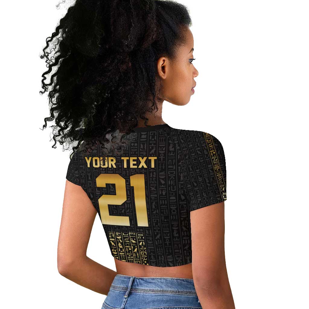 World Football 2026 Egypt Custom Raglan Cropped T shirt Ancient Egyptian Hieroglyphs - African Pride