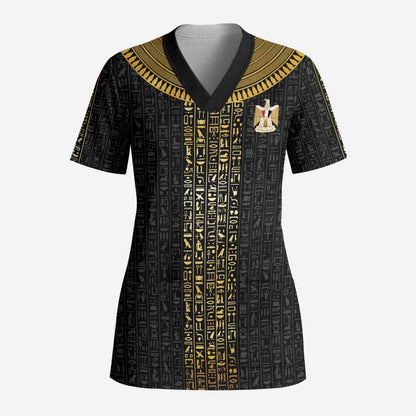 World Football 2026 Egypt Custom Scrub Top Ancient Egyptian Hieroglyphs - African Pride