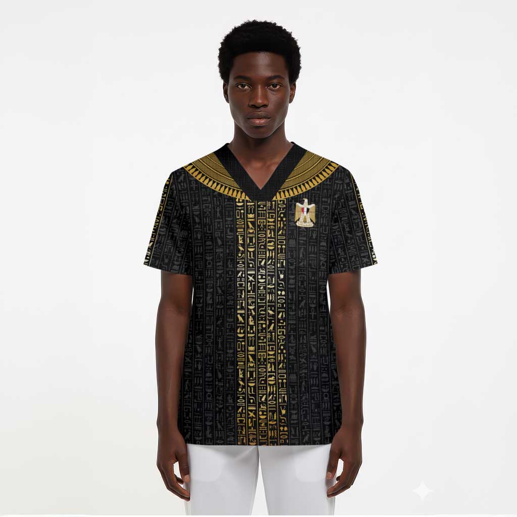 World Football 2026 Egypt Custom Scrub Top Ancient Egyptian Hieroglyphs - African Pride