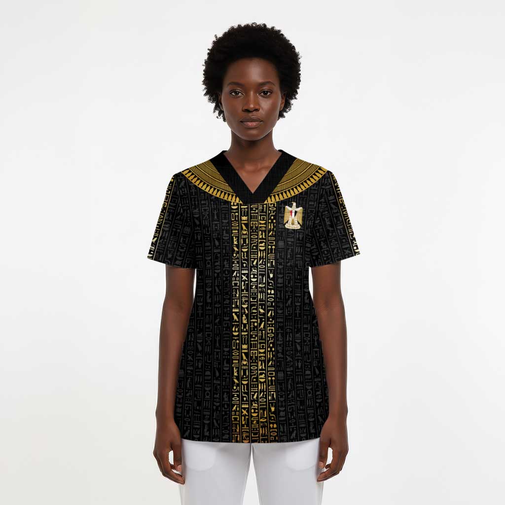 World Football 2026 Egypt Custom Scrub Top Ancient Egyptian Hieroglyphs - African Pride