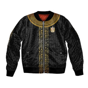 World Football 2026 Egypt Custom Sleeve Zip Bomber Jacket Ancient Egyptian Hieroglyphs - African Pride