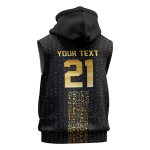 World Football 2026 Egypt Custom Sleeveless Hoodie Ancient Egyptian Hieroglyphs - African Pride