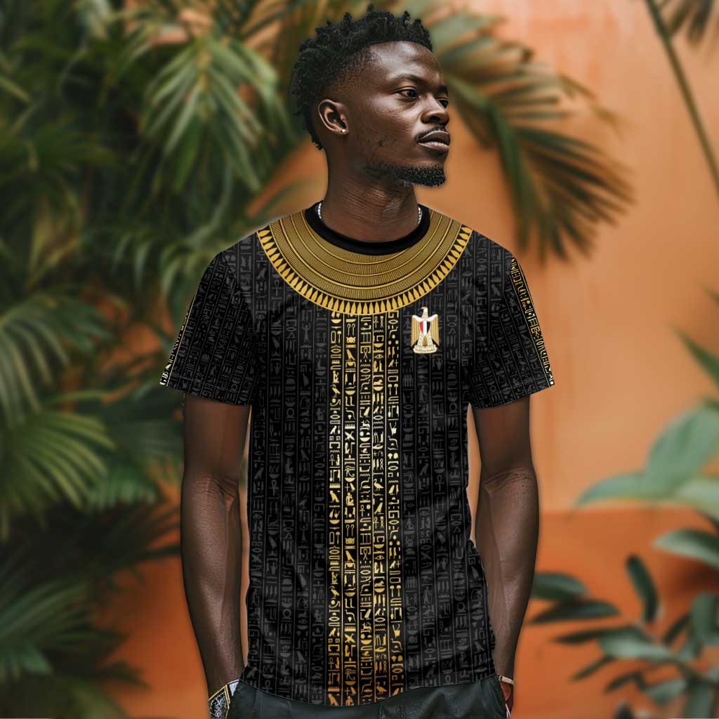 World Football 2026 Egypt Custom T shirt Ancient Egyptian Hieroglyphs - African Pride