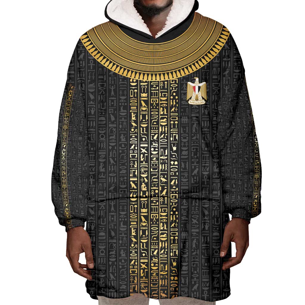 World Football 2026 Egypt Custom Wearable Blanket Hoodie Ancient Egyptian Hieroglyphs - African Pride