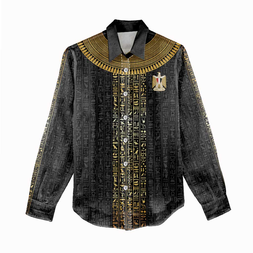 World Football 2026 Egypt Custom Women Casual Shirt Ancient Egyptian Hieroglyphs - African Pride