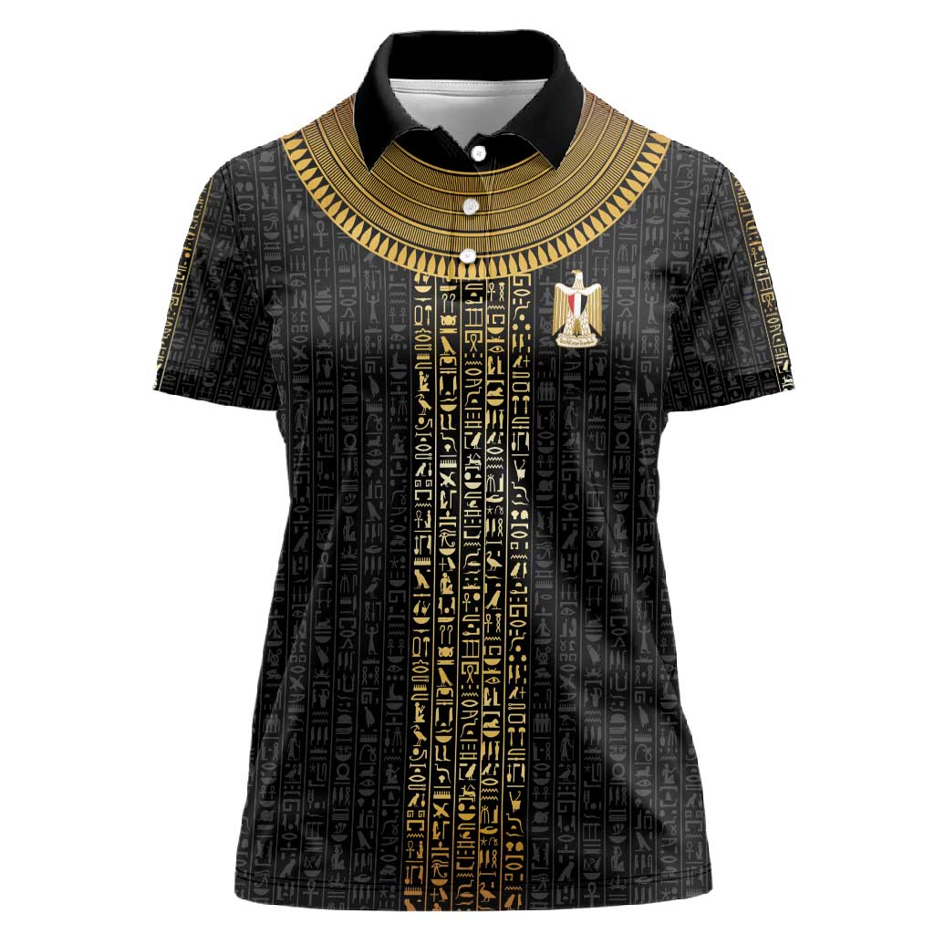 World Football 2026 Egypt Custom Women Polo Shirt Ancient Egyptian Hieroglyphs - African Pride