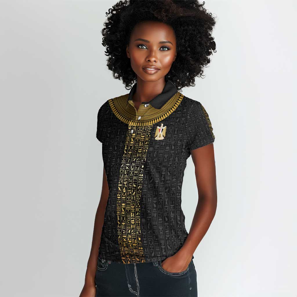 World Football 2026 Egypt Custom Women Polo Shirt Ancient Egyptian Hieroglyphs - African Pride