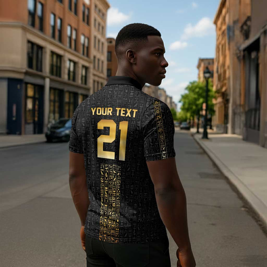 World Football 2026 Egypt Custom Zipper Polo Shirt Ancient Egyptian Hieroglyphs - African Pride