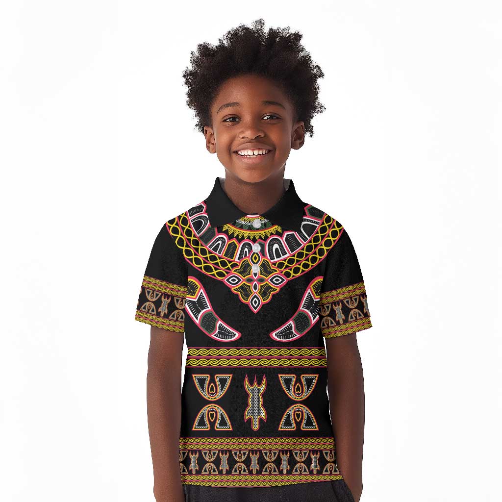 Bamenda Toghu Kid Polo Shirt Traditional Attire Pattern