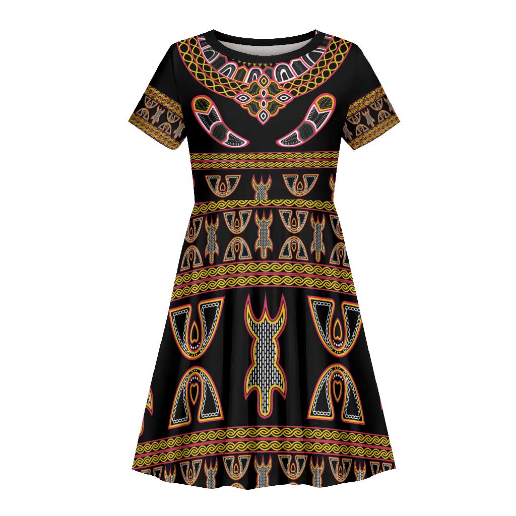 Bamenda Toghu Kid Short Sleeve Dress Traditional Attire Pattern