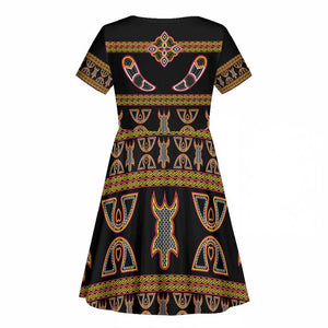 Bamenda Toghu Kid Short Sleeve Dress Traditional Attire Pattern