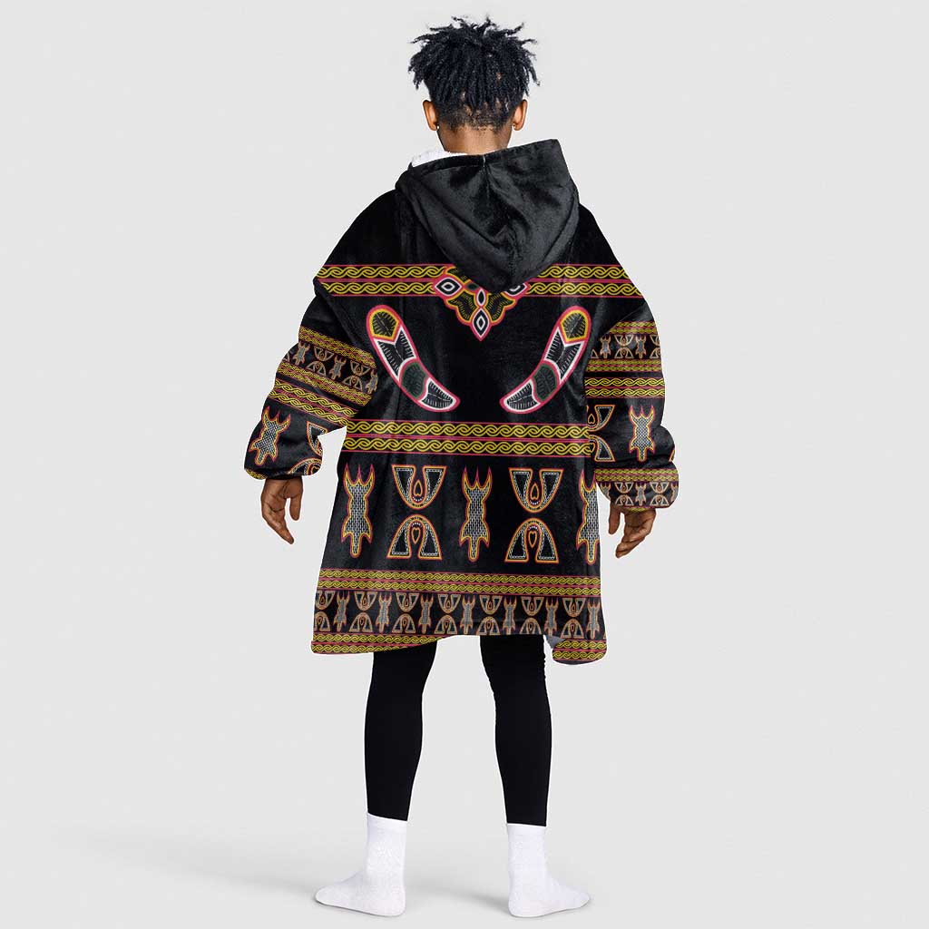Bamenda Toghu Kid Wearable Blanket Hoodie Traditional Attire Pattern
