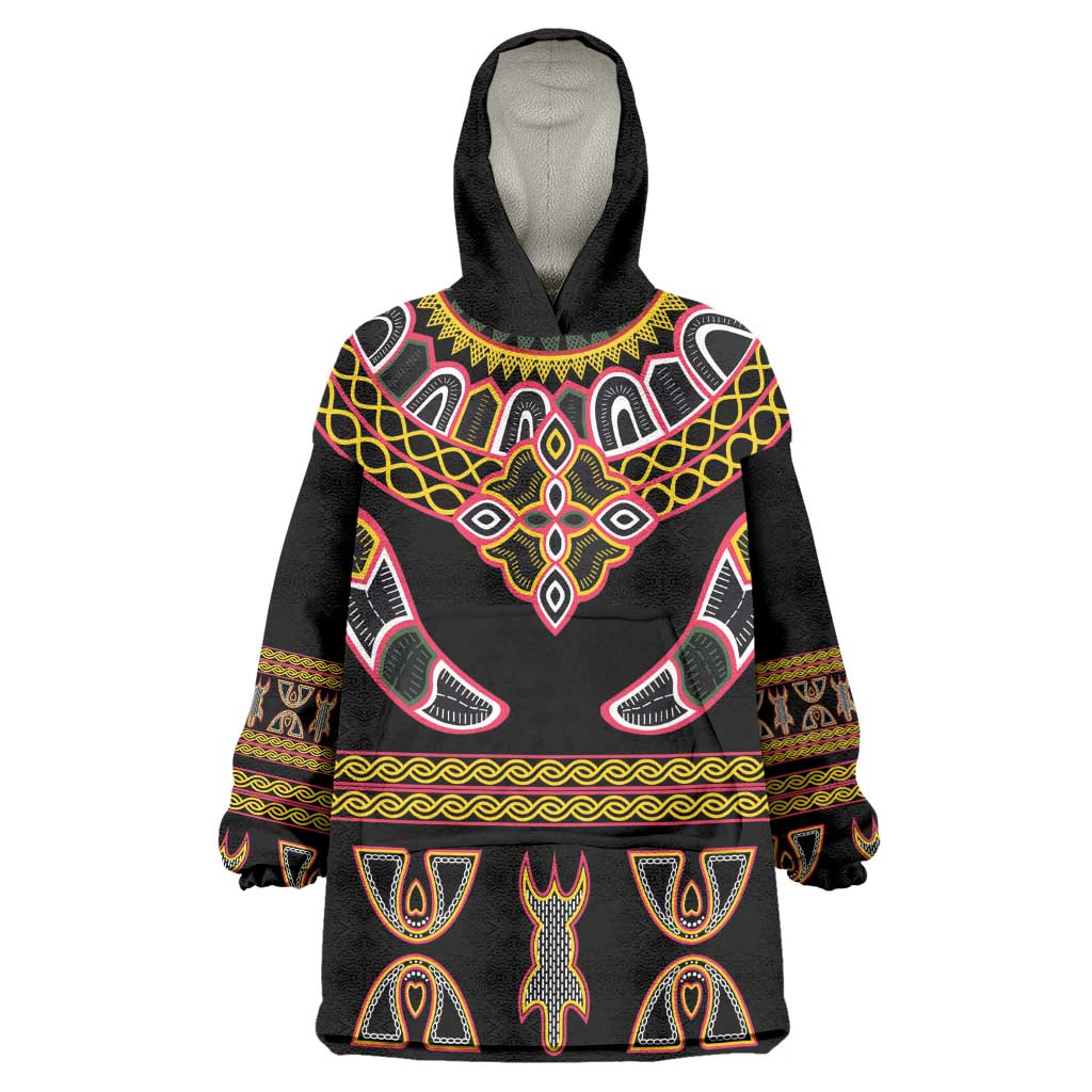 Bamenda Toghu Kid Wearable Blanket Hoodie Traditional Attire Pattern