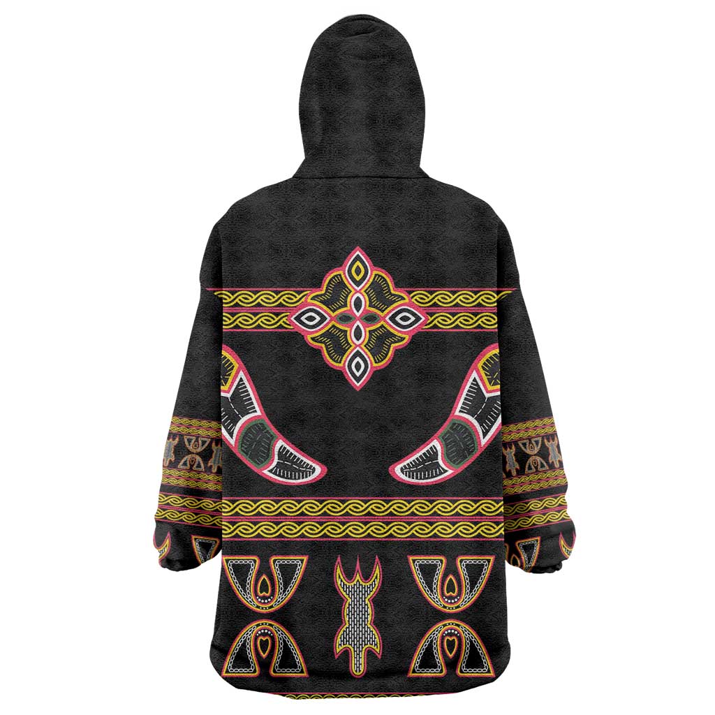 Bamenda Toghu Kid Wearable Blanket Hoodie Traditional Attire Pattern
