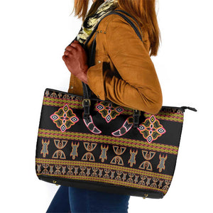 Bamenda Toghu Leather Tote Bag Traditional Attire Pattern