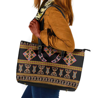 Bamenda Toghu Leather Tote Bag Traditional Attire Pattern