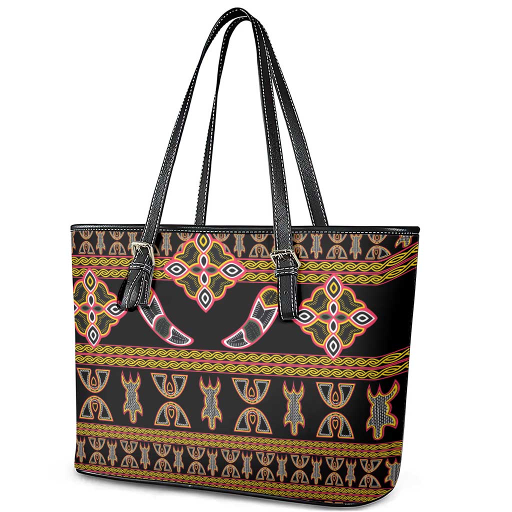 Bamenda Toghu Leather Tote Bag Traditional Attire Pattern