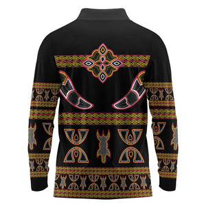 Bamenda Toghu Long Sleeve Polo Shirt Traditional Attire Pattern