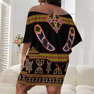 Bamenda Toghu Off Shoulder Short Dress Traditional Attire Pattern