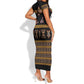 Bamenda Toghu Short Sleeve Bodycon Dress Traditional Attire Pattern