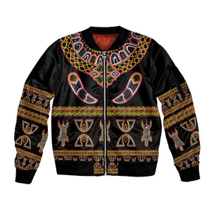 Bamenda Toghu Sleeve Zip Bomber Jacket Traditional Attire Pattern