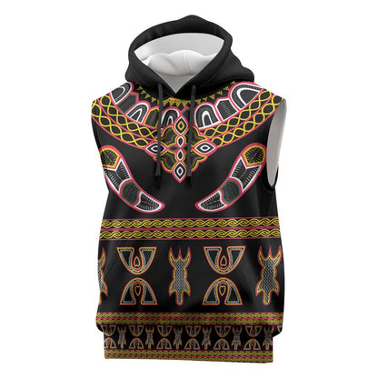 Bamenda Toghu Sleeveless Hoodie Traditional Attire Pattern