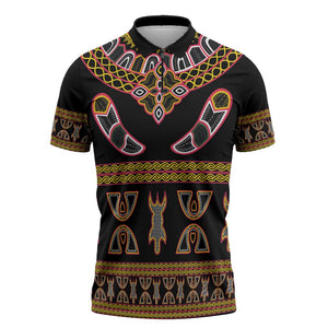 Bamenda Toghu Zipper Polo Shirt Traditional Attire Pattern