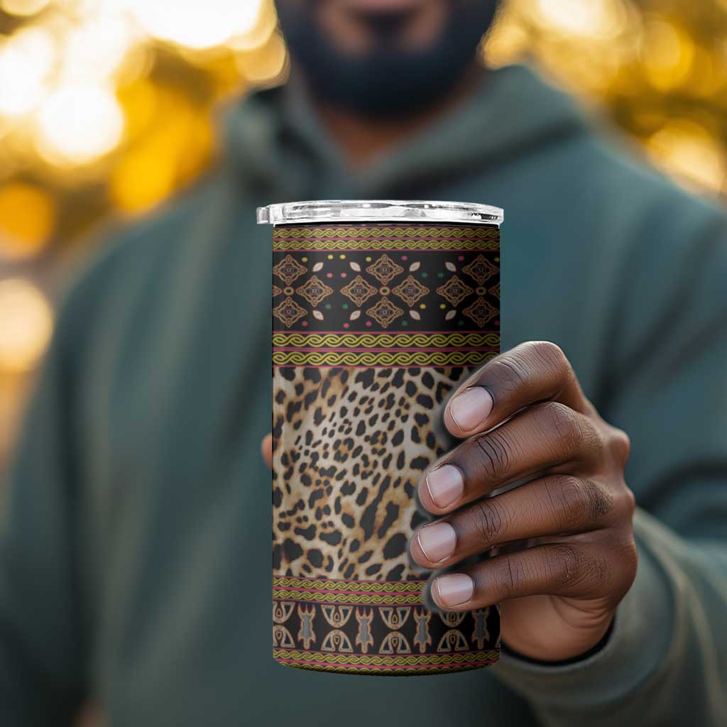 Cameroon Cheetah Toghu Pattern 4 in 1 Can Cooler Tumbler