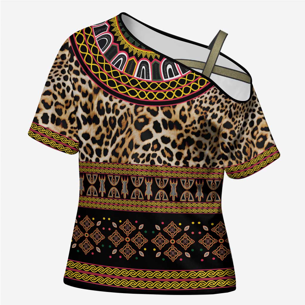 Cameroon Cheetah Toghu Pattern Cross Shoulder Shirt