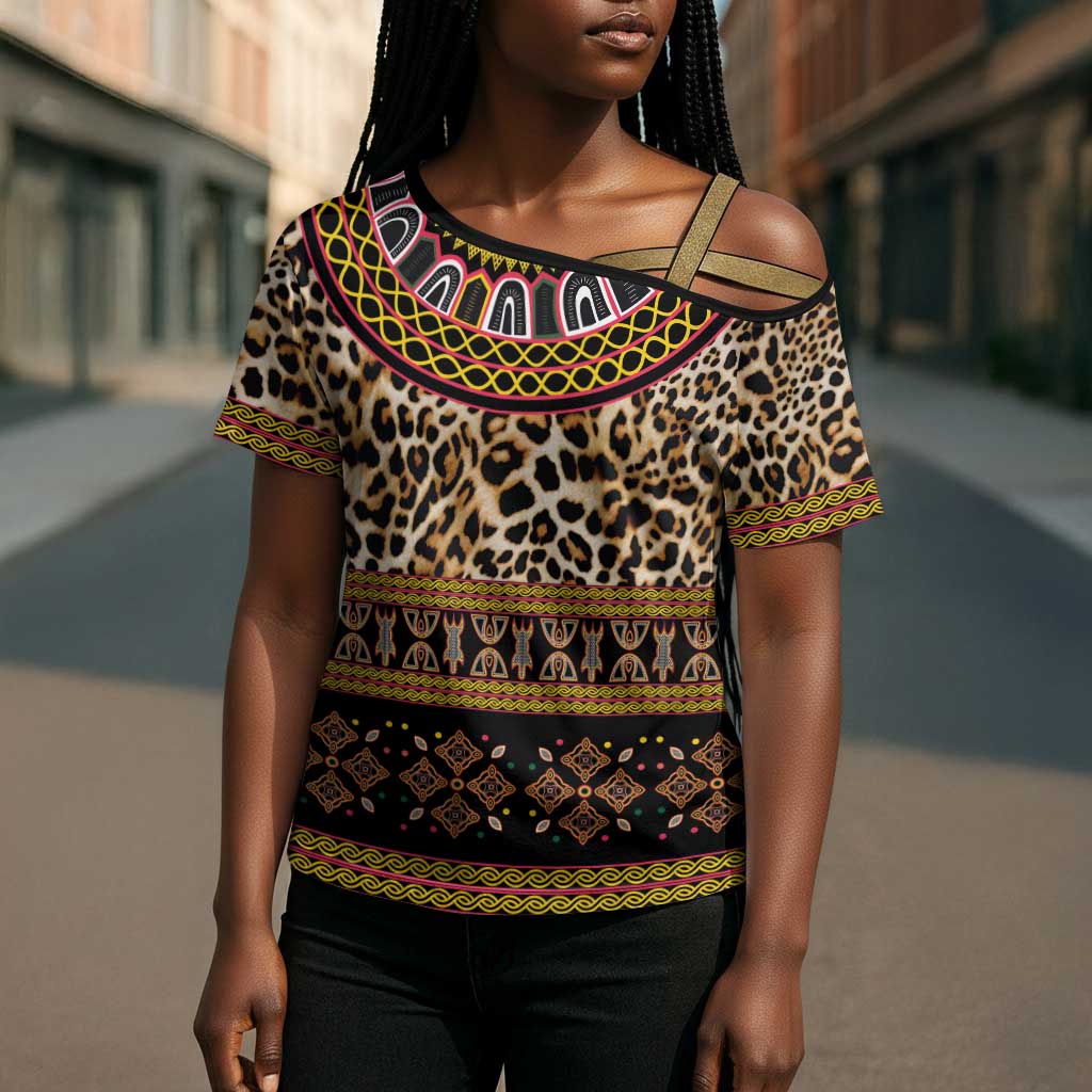Cameroon Cheetah Toghu Pattern Cross Shoulder Shirt