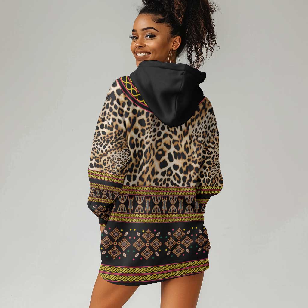 Cameroon Cheetah Toghu Pattern Hoodie Dress