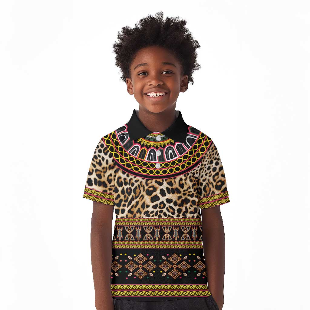 Cameroon Cheetah Toghu Pattern Kid Polo Shirt