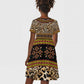 Cameroon Cheetah Toghu Pattern Kid Short Sleeve Dress