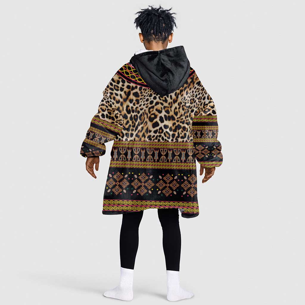 Cameroon Cheetah Toghu Pattern Kid Wearable Blanket Hoodie