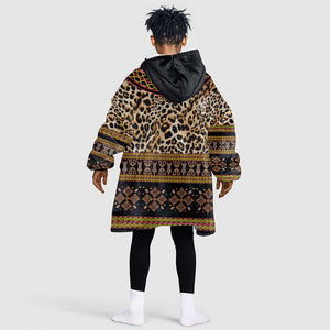 Cameroon Cheetah Toghu Pattern Kid Wearable Blanket Hoodie