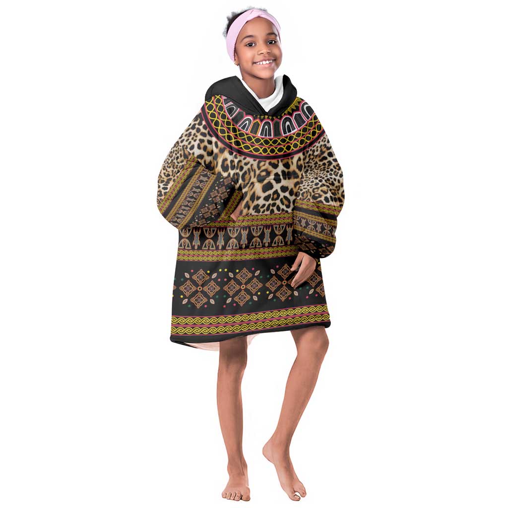 Cameroon Cheetah Toghu Pattern Kid Wearable Blanket Hoodie