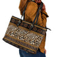 Cameroon Cheetah Toghu Pattern Leather Tote Bag