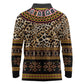 Cameroon Cheetah Toghu Pattern Long Sleeve Polo Shirt